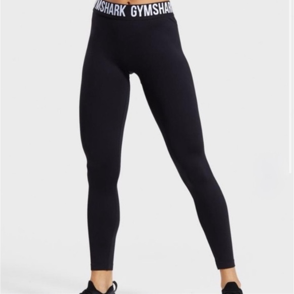 GYMSHARK OG leggings black and white waist band size medium - Picture 1 of 2